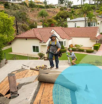 roofers repairing a victorville roof